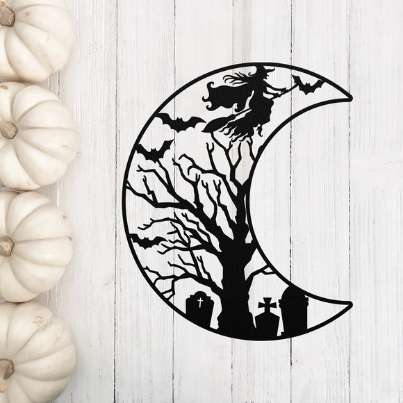 Spooky Moon Sign, Metal Porch Sign, Fall Door Hanger, Fall Metal Sign, Metal Fall Sign, Fall Sign, Porch Sign, Custom Halloween Sign