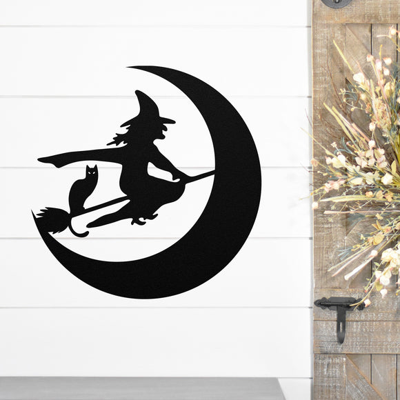 Flying Witch Sign, Metal Porch Sign, Fall Door Hanger, Fall Metal Sign, Metal Fall Sign, Fall Sign, Porch Sign, Custom Halloween Sign