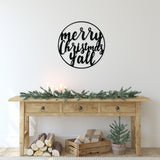Merry Christmas Y'all Metal Porch Sign ~ Custom Metal Door Hanger, Personalized Christmas Decor, Winter Porch Sign, Metal Christmas Sign