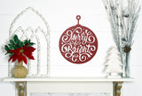 Merry & Bright Ornament Christmas Porch Sign ~ Custom Metal Door Hanger, Personalized Christmas Décor, Winter Porch Sign, Christmas Sign