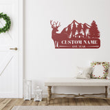 Custom Deer Cabin Porch Sign ~ Custom Metal Door Hanger, Personalized Christmas Decor, Winter Porch Sign, Metal Christmas Sign, Front Door