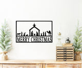 Merry Christmas Nativity Scene Porch Sign ~ Custom Metal Door Hanger, Personalized Christmas Décor, Winter Porch Sign, Metal Christmas Sign