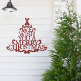 We Wish You A Merry Christmas Porch Sign ~ Custom Metal Door Hanger, Personalized Christmas Décor, Winter Porch Sign, Metal Christmas Sign