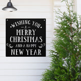 Wishing You A Merry Christmas & Happy New Year ~ Metal Door Hanger, Personalized Christmas Décor, Winter Porch Sign, Metal Christmas Sign