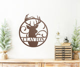 Christmas Deer Ornament Family Name Sign ~ Christmas Door Hanger, Personalized Christmas Décor, Custom Winter Porch Sign, Metal Christmas