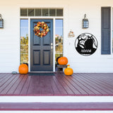 Spooky Cat Custom Sign ~ Metal Porch Sign, Fall Door Hanger, Fall Metal Sign, Metal Fall Sign, Fall Sign, Porch Sign, Custom Autumn Sign