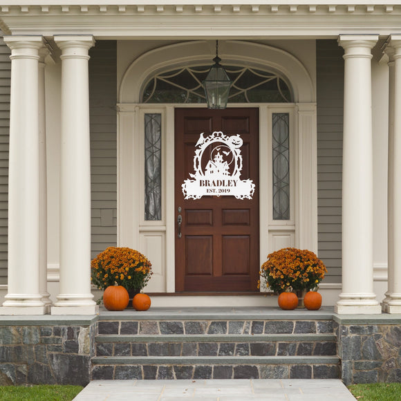 Scary House Custom Welcome Sign, Metal Porch Sign, Fall Door Hanger, Fall Metal Sign, Metal Fall Sign, Fall Sign, Porch Sign, Custom Autumn