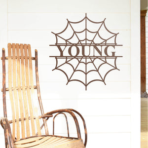 Spider Web Name Sign, Metal Porch Sign, Fall Door Hanger, Fall Metal Sign, Metal Fall Sign, Fall Sign, Porch Sign, Custom Halloween Sign