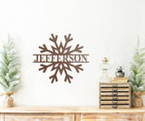 Custom Snowflake Last Name Sign ~ Christmas Door Hanger, Personalized Christmas Décor, Custom Winter Porch Sign, Metal Christmas Sign