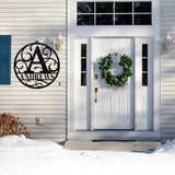 Christmas Ornament Monogram Sign ~ Christmas Door Hanger, Personalized Christmas Décor, Custom Winter Porch Sign, Christmas Porch Sign