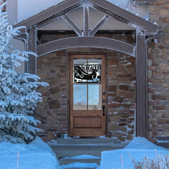 Ho Ho Ho Santa Sleigh Sign ~ Christmas Door Hanger, Personalized Christmas Décor, Custom Winter Porch Sign, Christmas Porch Sign