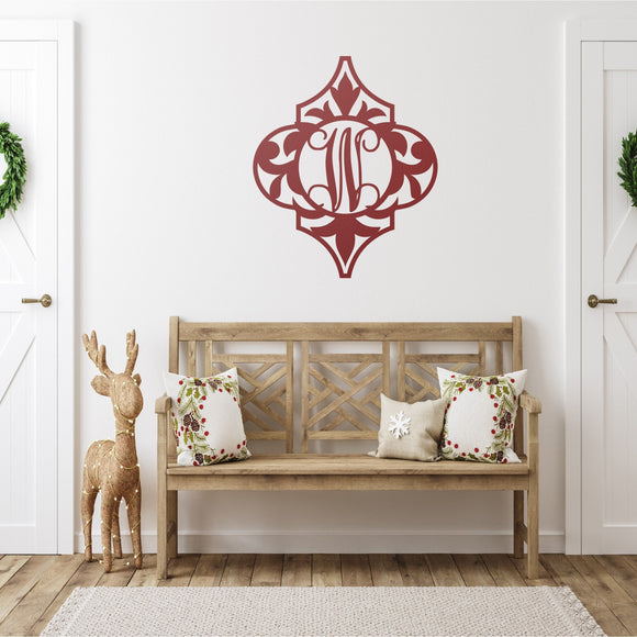 Ornament Monogram Custom Outdoor Sign ~ Christmas Door Hanger, Personalized Christmas Décor, Custom Winter Porch Sign, Christmas Porch Sign