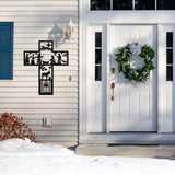 Cross Nativity Scene Christmas Porch Sign ~ Custom Metal Door Hanger, Personalized Christmas Decor, Winter Porch Sign, Metal Christmas Sign