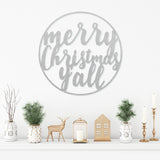 Merry Christmas Y'all Metal Porch Sign ~ Custom Metal Door Hanger, Personalized Christmas Decor, Winter Porch Sign, Metal Christmas Sign