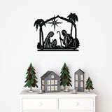 Nativity Scene Christmas Porch Sign ~ Custom Metal Door Hanger, Personalized Christmas Decor, Winter Porch Sign, Metal Christmas Sign