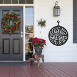 Merry & Bright Ornament Christmas Porch Sign ~ Custom Metal Door Hanger, Personalized Christmas Décor, Winter Porch Sign, Christmas Sign