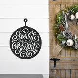 Merry & Bright Ornament Christmas Porch Sign ~ Custom Metal Door Hanger, Personalized Christmas Décor, Winter Porch Sign, Christmas Sign