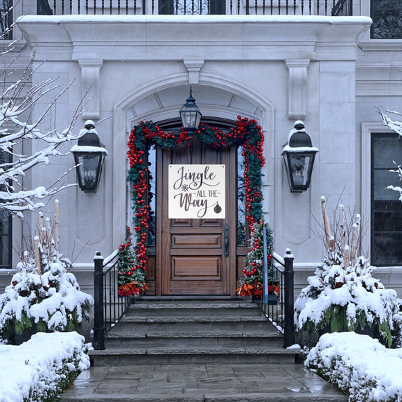 Jingle All The Way Porch Sign ~ Custom Metal Door Hanger, Personalized Christmas Decor, Winter Porch Sign, Metal Christmas Sign, Front Door