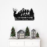 Custom Deer Cabin Porch Sign ~ Custom Metal Door Hanger, Personalized Christmas Decor, Winter Porch Sign, Metal Christmas Sign, Front Door