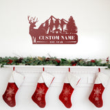 Custom Deer Cabin Porch Sign ~ Custom Metal Door Hanger, Personalized Christmas Decor, Winter Porch Sign, Metal Christmas Sign, Front Door
