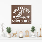 Hot Cocoa & Chaos Served Here Porch Sign ~ Custom Metal Door Hanger, Personalized Christmas Décor, Winter Porch Sign, Metal Christmas Sign