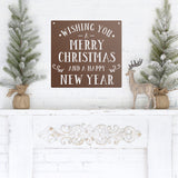 Wishing You A Merry Christmas & Happy New Year ~ Metal Door Hanger, Personalized Christmas Décor, Winter Porch Sign, Metal Christmas Sign