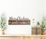 Merry Christmas Family Name Porch Sign ~ Christmas Door Hanger, Personalized Christmas Décor, Custom Winter Porch Sign, Metal Christmas Sign