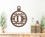 Christmas Ornament Monogram Porch Sign ~ Christmas Door Hanger, Personalized Christmas Décor, Custom Winter Porch Sign, Metal Christmas Sign