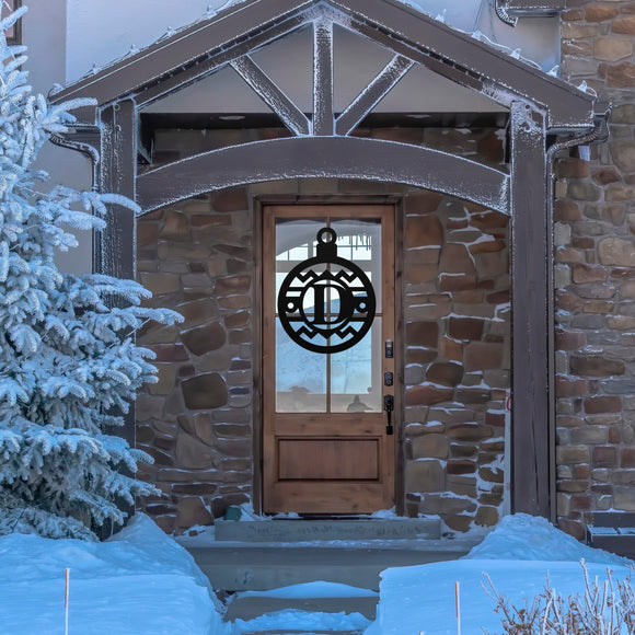 Christmas Ornament Monogram Porch Sign ~ Christmas Door Hanger, Personalized Christmas Décor, Custom Winter Porch Sign, Metal Christmas Sign