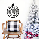 Merry Christmas Ornament Sign ~ Christmas Door Hanger, Personalized Christmas Décor, Custom Winter Porch Sign, Metal Christmas Ornament