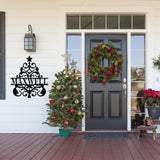Christmas Tree Family Name Christmas Sign ~ Christmas Door Hanger, Personalized Christmas Décor, Custom Winter Porch Sign, Metal Christmas