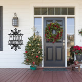 Merry Christmas Snowflake Sign ~ Christmas Door Hanger, Personalized Christmas Décor, Custom Winter Porch Sign, Metal Christmas Porch Sign