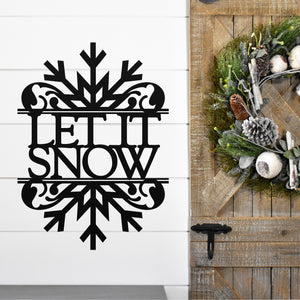Let It Snow Snowflake Sign ~ Christmas Door Hanger, Personalized Christmas Décor, Custom Winter Porch Sign, Metal Christmas Porch Sign