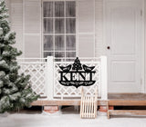 Christmas Centerpiece Name Sign ~ Christmas Door Hanger, Personalized Christmas Décor, Custom Winter Porch Sign, Metal Christmas Porch Sign