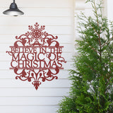 We Believe In The Magic Of Christmas ~ Christmas Door Hanger, Personalized Christmas Décor, Custom Winter Porch Sign, Christmas Porch Sign
