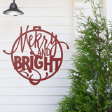Merry & Bright Ornament Sign ~ Christmas Door Hanger, Personalized Christmas Décor, Custom Winter Porch Sign, Christmas Porch Sign