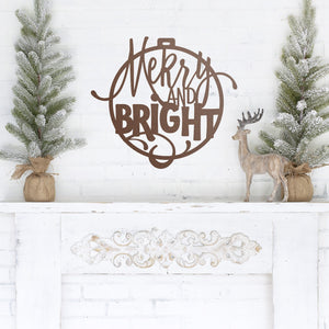 Merry & Bright Ornament Sign ~ Christmas Door Hanger, Personalized Christmas Décor, Custom Winter Porch Sign, Christmas Porch Sign