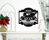Christmas Truck Custom Outdoor Sign ~ Christmas Door Hanger, Personalized Christmas Décor, Custom Winter Porch Sign, Christmas Porch Sign