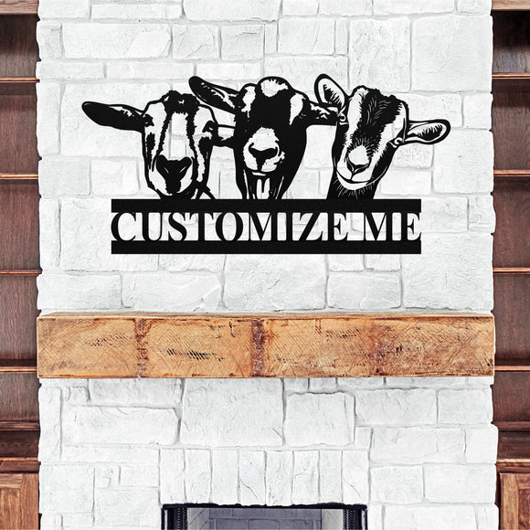 Cute Goat Personalized Family Name Sign ~ Metal Porch Sign | Metal Gate Sign | Farm Entrance Sign | Metal Farmhouse | Goat Sign | Silly Goat