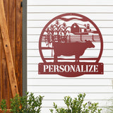 Cow Personalized Family Name Sign ~ Metal Porch Sign | Metal Gate Sign | Farm Entrance Sign | Metal Farmhouse | Cow Sign | Highland Cow