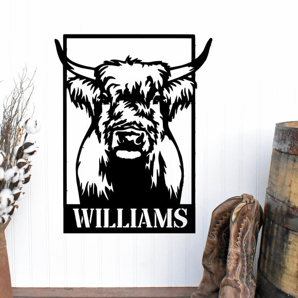 Silly Cow Personalized Family Name Sign ~ Metal Porch Sign | Metal Gate Sign | Farm Entrance Sign | Metal Farmhouse | Cow Sign