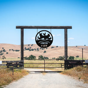 Barnyard Animals Family Name Sign ~ Metal Porch Sign | Metal Gate Sign | Farm Entrance Sign | Metal Farmhouse | Cow Sign