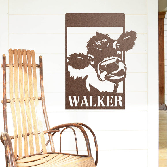 Silly Cow Personalized Family Name Sign ~ Metal Porch Sign | Metal Gate Sign | Farm Entrance Sign | Metal Farmhouse | Cow Sign