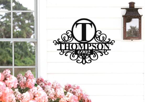 Personalized House Number Sign, Metal Sign, Custom Steel Art, Metal Monogram, Door Hanger, Housewarming Gift, Wedding Monogram, Anniversary