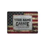 Custom Garage Sign, Personalized Rustic American Flag Design Metal Sign, Garage Metal Sign, Gift For Dad, Gift For Him, Father's Day Gift