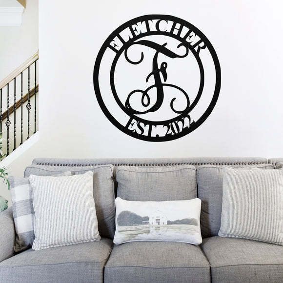 Personalized Metal Sign, Metal art Sign,Custom steel art, Metal Monogram, Door Hanger, Housewarming Gift, Wedding Monogram, Anniversary