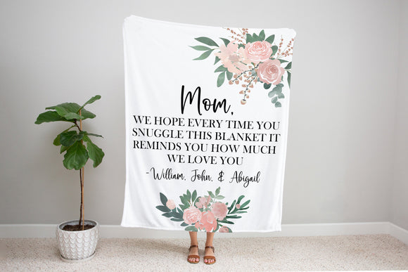 Gift from Kids, Grandma Quote, Custom Quote Blanket, Christmas Blanket, Christmas Present, Floral Style Blanket, Personalized Mom Gift