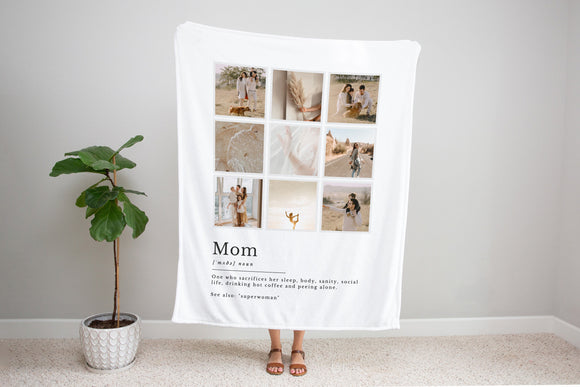 Personalized Blanket for Grandma, Mom Birthday Gift, Photo Collage Blanket, Handmade Home Decor, Minimalist Gift for Mom, Mother's Day G