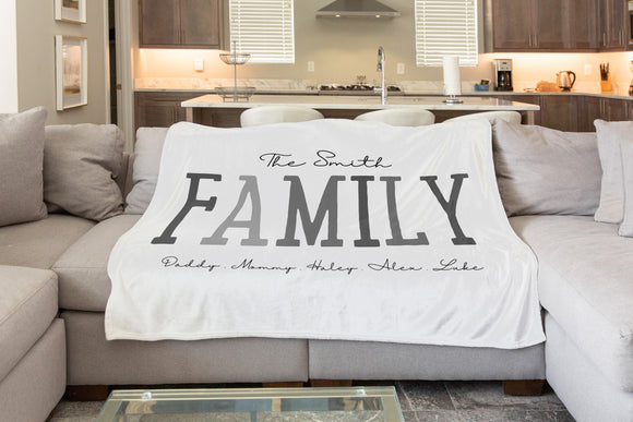 Custom Family Blanket ~ Personalized Blanket with Family Name, Comfortable Blanket, Anniversary Gift, Birthday Gift, Christmas Gift, Mother