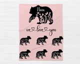 Personalized Mama Bear Blanket, Mom Blanket, Custom Names Soft Cozy Sherpa Fleece Throw Blankets, Gift for Mom, Grandma, Mother's Day Gift